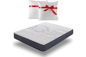 Naturalex - Colchón Viscoelástico 135x190 cm + Regalo 2 Almohadas 60x60 - Altura 21 cm - Perfectsleep - Espuma Transpirable HR + Blue Látex - Equilibrado - Hipoalergénico - Reversible Verano/Invierno