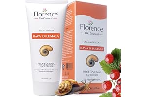 FLORENCE 100ml. Bio Crema de Baba Caracol. Hidratante Facial con Ácido Hialurónico y Vitamin C. Ingredientes Antiedad y Antiarrugas para la Cara y Contorno de Ojos. Crema de Dia y Noche para Mujer y Hombre