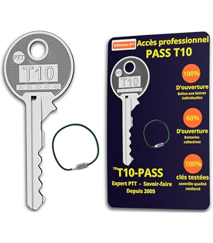 KEYPOST® Clé Pass PTT B10 - Passe-Partout Universelle Pour Boîte Aux Lettres Et Interphone à Clé - Usinée Sur Machine De Haute Précision