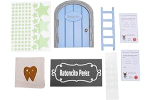 ASVP Shop Topolino Perez Porta Magica che si apre e chiude con certificati e decorazione luminosa - Esperienza Indimenticabile del Mouse dei Denti (Blu)