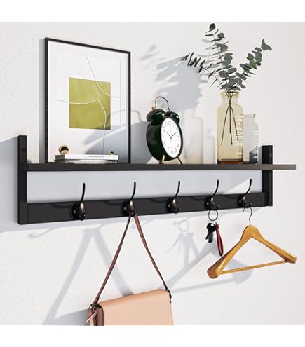 HAKU Möbel Wandkapstok Zwart, Metaal - Maat: B 65 Cm X H 20 Cm X D 30 Cm, Stijl: Modern