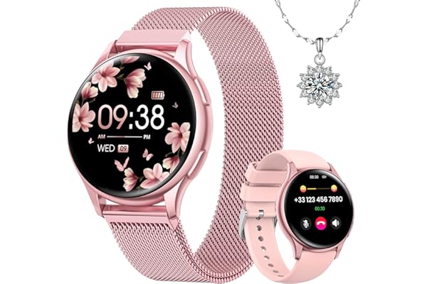 Montre Connectée Sanorum Femme Avec Appel Bluetooth 1,27" Smartwatch IP68 24H Fréquence Cardiaque SpO2 Suivi du Sommeil 120+ Modes Sportifs Podomètre Android iOS Rose