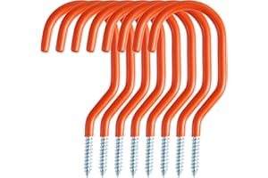 Sinoer 8 Pack Garage Bike Hooks, Tool - Utility Hooks, Wall Mount Screw Ceiling Hooks - Hanger Rack for organizing Bikes, Ladder, Orange