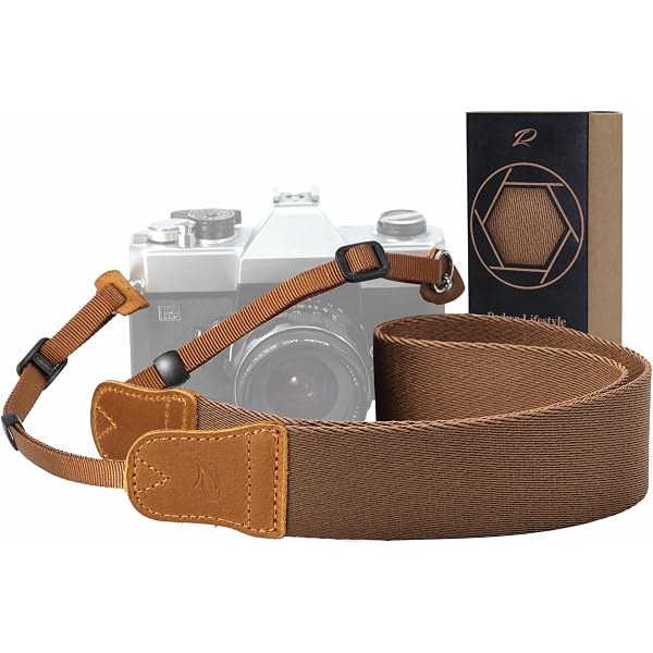 Padwa Lifestyle Sangle Appareil Photo Cuir Crazy Horse Et Coton Brodée - Bandoulière Réglable Pour DSLR, Photographes