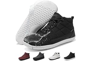 Wizshoe Barfußschuhe Herren Damen Wasserdicht Herbst Winter Barfuss Stiefeletten Schuhe mit Breite Zehenbox Bequeme Turnschuhe Wasserfest Wanderschuhe mit Zero-Drop Solhe Winterschuhe Unisex 37-45EU