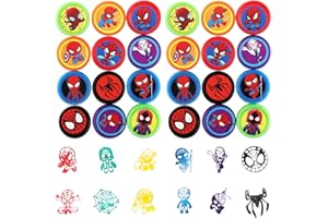 POWMAG 24 pièces Tampons Enfants, Tampon Encreur Enfant, Mini Tampons Tampons pour Garçons Enfants à Partir de 2 Ans, Cadeaux d'anniversaire pour Enfants Tampons de Sac de Fête