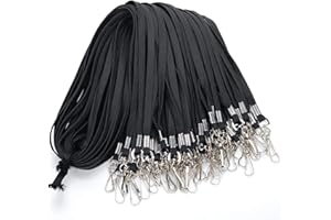 ‎ANTSPIRIT Lanyard aus Baumwolle mit Clip, flacher Lanyard mit Drehhaken, Lanyards für Schlüsselketten, Ausweis-Badge-Clip, 81,2 cm, 50 Stück 50 Schwarz