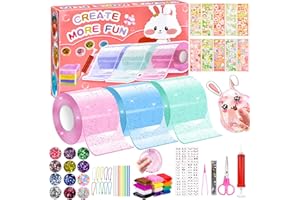 Vibbang 70Pcs Nano Tape Kit for Kids, Nano Tape Bubbles Set for Making Bubbles, DIY Nano Magic Tape Craft Kit Age 4+ with Sequin Glitter Powder Sticker, Double Sided Nano Tape Party Favors Toy Gift