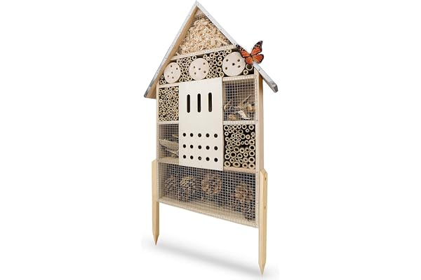 Wildlife Friend I Hôtel pour Insectes XXL Debout - 76cm & Toit Métallique - Grand, Non Traité, Maison pour Abeilles, Papillons, Aide à La Nidification - Hotel A Insectes - Hotel A Insectes XXL.