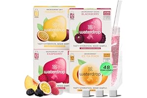 WATERDROP MICRODRINK waterdrop® Microdrink Mix, 48 Pastillas Saborizantes Para Agua, Bebidas Mix 4 Sabores Afrutados Sin Azúcar, baja en calorías y con vitaminas, Bebida Instantánea, Polvo de Hidratación, Para Botella