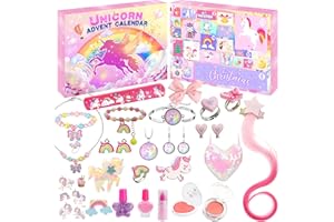 IMNBEST Calendrier de l'Avent Licorne 2024 Calendrier Maquillage Fille Calendrier de l'Avent Fille Calendrier de l'Avent Enfant Bijoux, Cadeaux Surprise 24 - Ombre Paupières Bracelet Bijoux Sacs ​Sirène