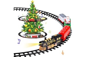 DAOUZL Tren del Árbol de Navidad, Juego con Luz y Sonido, Tren Alrededor del Árbol para Niños a Partir de 3 Años