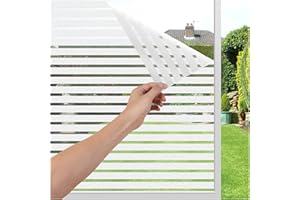LEMON CLOUD Pellicola Privacy per Finestre Autoadesiva Senza Colla Static Cling Stripe Pellicola Decorativa Smerigliata per Finestre Glass Film Anti UV 90x400cm Motivo a Strisce