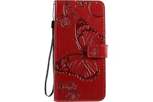 DENDICO Cover per Xiaomi Redmi Note 8 PRO, Pelle Portafoglio Custodia per Xiaomi Redmi Note 8 PRO Custodia a Libro con Funzione di appoggio e Porta Carte di Credito - Rosso