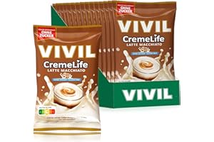 ‎VIVIL VIVIL Creme Life Latte Macchiato, 15 Beutel, kräftige Sahnebonbons mit Kaffeegeschmack, zuckerfrei & glutenfrei, 15 x 110g