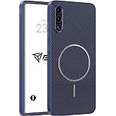 Babilden Samsung Karbon Fiber Desenli Manyetik Telefon Kılıfı Şık Tasarım Darbe Emici Kamera Korumalı (Lacivert, A73)