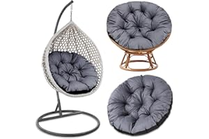 ‎AMAZINGGIRL Amazinggirl Papasansessel Kissen Sitzkissen Hängesessel 100cm - Polster für Korbsessel Papasan Chair Lesesessel und Rattansessel für Outdoor und Indoor rund und groß Graphit Farbton B