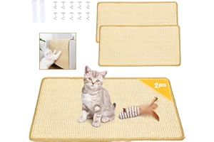IMAICEPT Lot de 2 tapis griffoirs pour chat - 63 x 33 cm - Avec 1 jouet pour chat - En sisal naturel - Avec ruban adhésif - Tapis griffoir en sisal pour chat - Pour protéger les tapis et les canapés