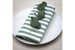 FILU Servietten 8er Pack Dunkelgrün/Weiß gestreift (Farbe und Design wählbar) 45 x 45 cm - Stoffserviette aus 100% Baumwolle im skandinavischen Landhausstil