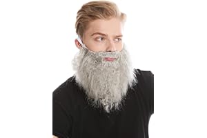 WIG ME UP - 9537B-ZA68R Bart Vollbart Grau Karneval Halloween Hipster Räuber Bandit Prophet Moses Gott