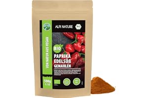 Ekologisk söt paprika, ekologisk mald söt paprika, ekologisk paprikapulver från certifierad ekologisk odling, glutenfri, laktosfri, laboratorietestad, vegan, 100% naturlig utan tillsatser (500 GR)