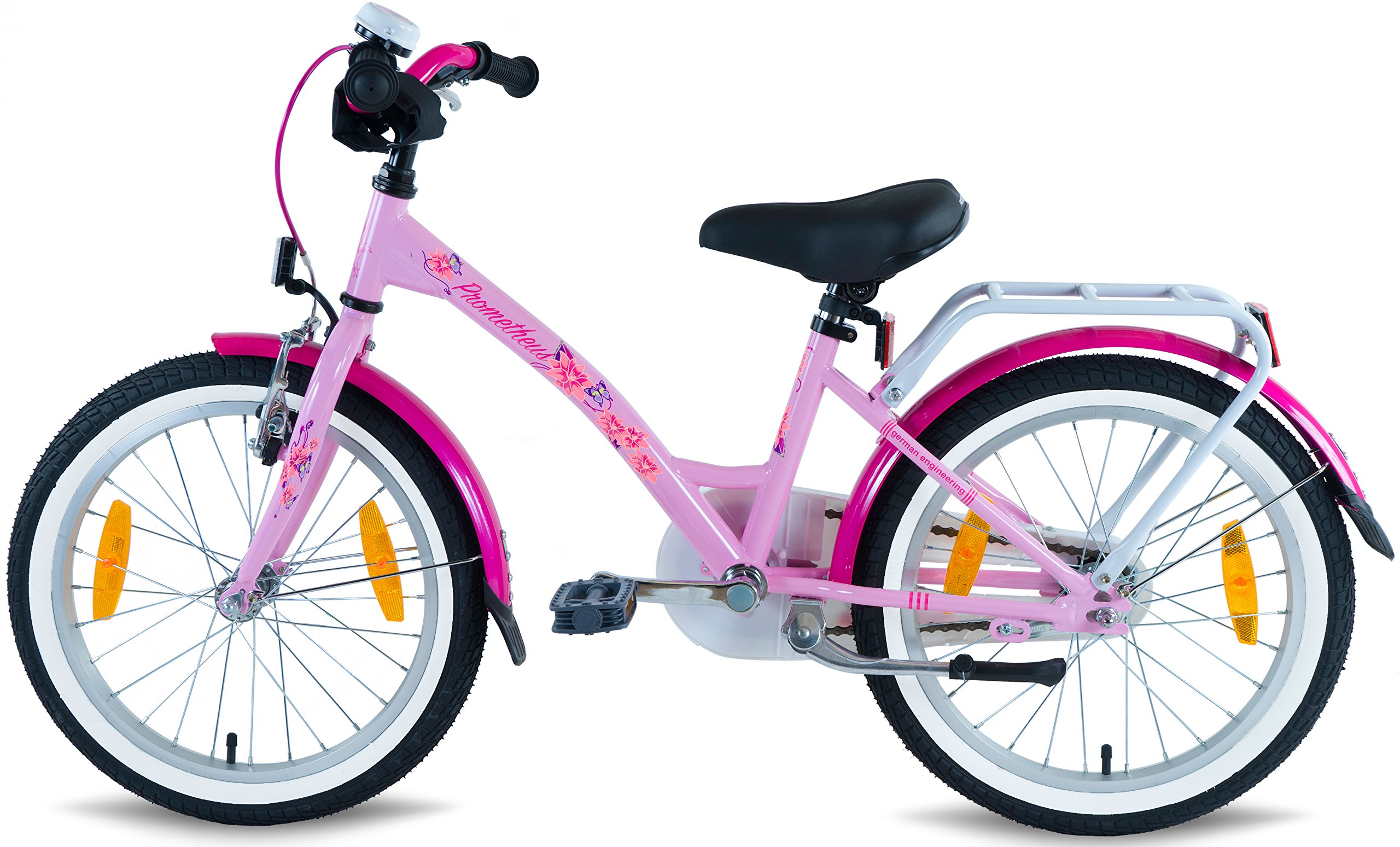 €321.12 PROMETHEUS Bicicletta per bambina da 18 pollici in rosa lilla e  bianco con cestino, cavalletto laterale in alluminio… - bikewebshop.it
