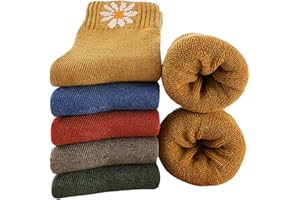 MOSOTECH 5 Pairs Thermal Womens Socks, Ladies Socks for Casual Daily, Comfortable Breathable Women's Winter Socks, UK Size 4~8