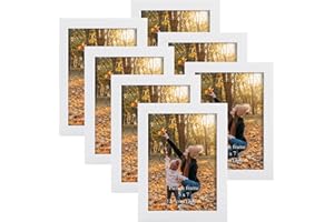 EXYGLO Cornice 13x18, Cornice Foto, Portafoto da Tavolo e da Parete,Contengono 7 Cornici Bianche, Decorazione per Soggiorno, Corridoio, Camera da Letto, Ufficio