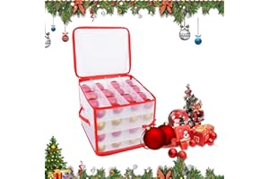 Scatola Portaoggetti per Ornamenti Natalizi, dellyy Contenitore Palline Natale, Borsa Palline Albero Natale, Scatola Porta Palle Natale, Contenitore Natale, per Contenere 64 Palline Natale