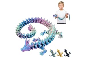 KAHAUS 3D Drache – Drachenskulptur 60 cm | Magischer Drache in Blau-Grün-Violett | Bewegliche Figur für Kinder, Sammler & Fantasy-Fans (Blau-Grün-Violett)