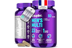 SUPLINT Multivitamines Homme – Complément Alimentaire Complet avec Vitamine A C D E B12, Zinc et Minéraux | Vitamines et Minéraux pour le Bien-Être Masculin | 60 Gélules Sans Gluten, Sans OGM (1 Pack)