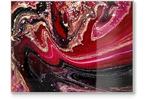 DEQORI Planche à découper en verre - Grande taille - 40 x 30 cm - Motif « Marbre de lave » - Planche à découper design pour la cuisine - Planche à petit-déjeuner antibactérienne et antidérapante -