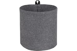 Bigso Box of Sweden Cesta colgante grande de poliéster y cartón – Cesta de pared con trabilla y aspecto de lino – Cubo de almacenaje para colgar o poner de pie – gris