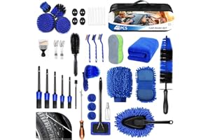 MIAOKE 41Pcs Professional Car Cleaning Kit, Car Wash Kit with Portable Handbag, Wet and Dry Use Detailing Kit, Durable Drill Brush, Apply to Interior, Exterior, Wheels, Trucks, Motorcycles