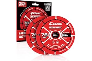 EZARC Carbide Multi Wheel Cutting Disc, 76mm×10 mm Angle Grinder Cutting Disc for Wood, Laminate, Plastic, Plaster, 2 Pack