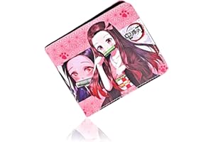 Roffatide Anime Kamado Nezuko Portfele Sztuczna Skóra Slim Bi-Fold Portfel Wielofunkcyjny Portfel, Zabójca demonów A, One Size, codzienny
