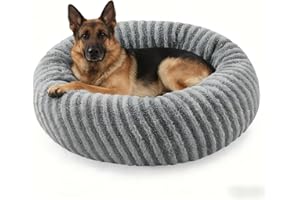 Pawk Extra Large Donut Dog Bed-XL Dog Bed Machine Washable, Calming Round Doughnut Bed Plush Provide Support for All Joints, Zipper Design can Quickly Remove Cover, 92x92x26cm