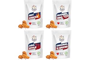‎ROYAL SPICE BBQ RUBS & SPICES Major-Chicken 4er Probier Mix Set - Chicken Gewürzpanade/Hähnchen Marinade 1000g in 4 Geschmäckern - Original, Spicy, Smokey & Asia - Paniermischung für Chicken Wings, Hot Wings uvm