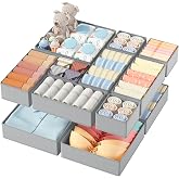 DIMJ Organizer Drawers Set of 12 Foldable Fabric Storage Boxes for Clothes, Non-Woven Drawer Organizers, Socks, Underwear, Cl