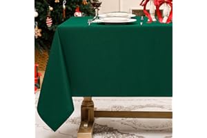 Softalker Tovaglia verde scuro 140x240 cm,12 posti,lavabile,antimacchia,poliestere 210GSM,design a jacquard,perfetta per grandi tavoli da pranzo,ideale per cene di Natale e regali,inverno.