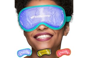 FEEL RECOVERY Antifaz Gel Frío para Hinchazón de Ojos (21x11 cm) - Máscara con Perlas de Gel Reutilizable para Reducir Ojos Cansados y Secos, Migrañas, Dolor de Cabeza y Blefaritis