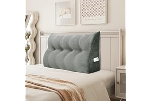 ‎JOHNEAR Johnear Keilkissen Lesekissen für Bett und Sofa Lehnenkissen, Rückenkissen Kopfteil Bett Rückenlehne Großes Dreieckiges Lendenkissen （Grau, 120cm）