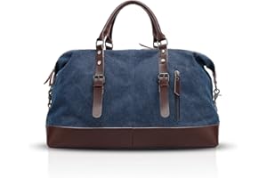 FANDARE Retro Travel Bag Large Tote Canvas Bag Weekender Bag for Women Men Portable Shoulder Bag Durable Handbag Crossbody Satchel Bags for Work Gym Work Commute Messenger Pack Blue