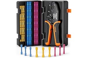SOMELINE® Set di Pinza Crimpatrice Connettori Elettrici, 3 Tipi [0,34-6 mm²] Connettori di Testa Termorestringenti, Capicorda Elettrici a Crimpare, Pinza per Capicorda, Pinza Elettricista