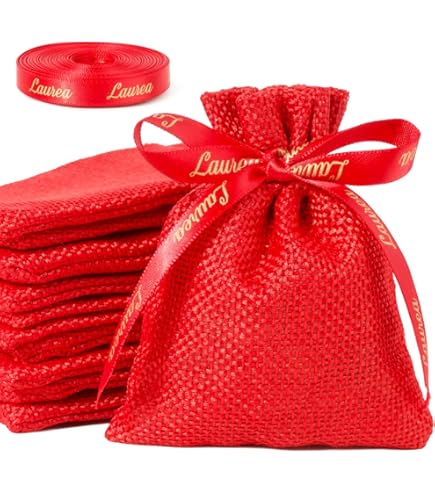 Kit Bomboniere Laurea - 50 Sacchetti Organza Rossi + Etichette + Bustine Trasparenti + Nastro - Foto 2