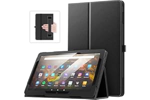 MoKo Case Fits All-New Amazon Kindle Fire HD 10 & 10 Plus Tablet (13th/11th Generation, 2023/2021 Release) 10.1" - Slim Folding Stand Cover with Auto Wake/Sleep, Black