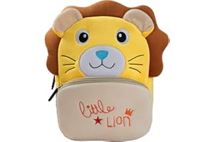 BAIGIO Zainetto per Bambini con Motivo Animaletto in Peluche, Animale Scuola Borsa,Zaino per Bambini e Bambine, età 2-4 anni (Leone)