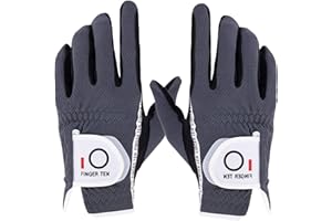 FINGER TEN Golf Gloves Men Left Hand Right Rain Grip Weathersof Value Pair, Mens Golf Glove Wear Resistant Non Slip Color Black Grey Green Flexible Durable Size S M ML L XL