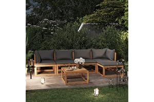 ‎GECHEER Gecheer 6-TLG. Garten Loungemöbel Set, Garten Lounge, Sitzgruppe Gartenmöbel, Outdoor Sofa, Loungemöbel Terrasse, Balkonmöbel, Gartensofa mit Auflagen Massivholz Akazie