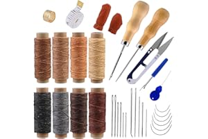 DEUDY 35 Pz Cuoio Kit Cucire Kit Include Cuoio Mano Aghi Cucire Filo Cucire Awl e Tape Measure Cuoio Cucire Kit per Cuoio Artigianato DIY